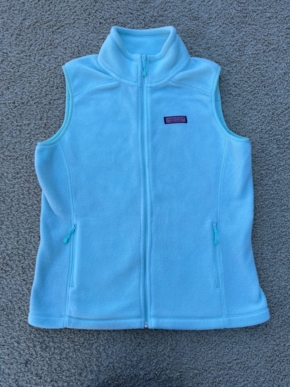Vineyard Vines Vest Women M Full Zip Teal Fleece Pocket Outdoor Marthas Whale